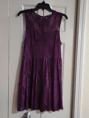 Express Purple Lace Midi Dress